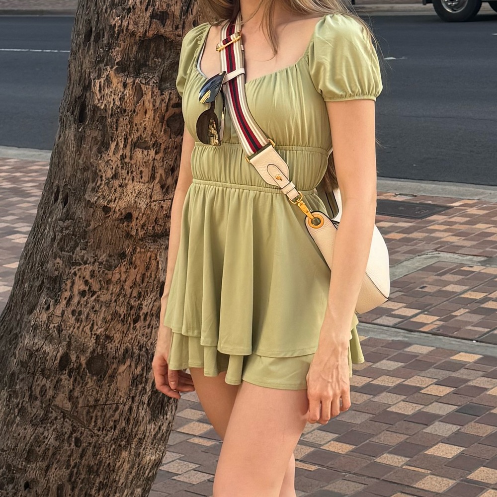Windsor Sage Ruched romper/dress